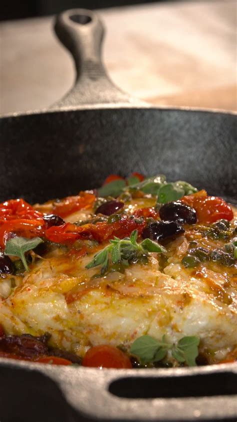 Baked Halibut With Tomatoes Olives And White Wine Recipe Halibut