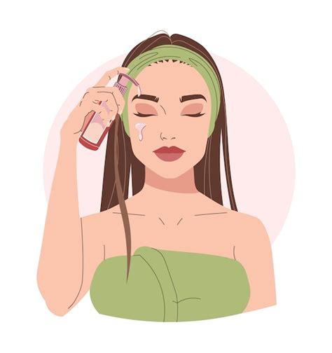 Premium Vector Beautiful Girl Applies A Beauty Product To Her Face