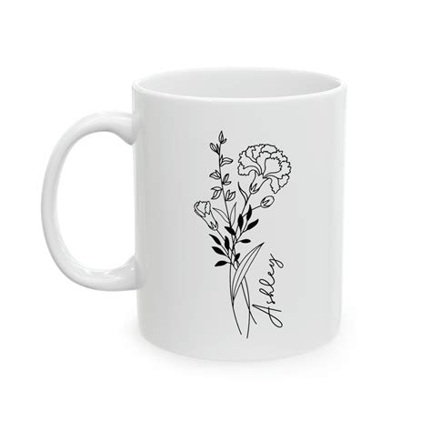 Personalized Birth Month Flower Coffee Mug Personalized Mug With Name