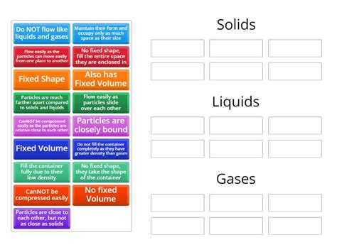 Physical Properties of Solids, Liquids and Gases - Group sort 