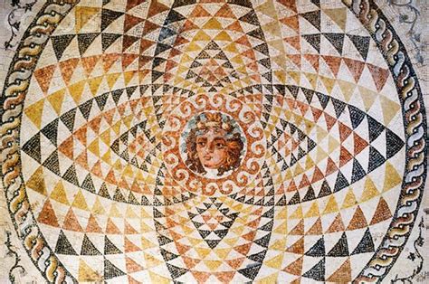 Floor Mosaic Of Dionysus Ancient Roman Villa Corinth Greece Mosaic