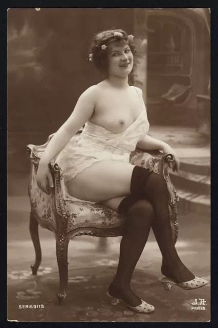 Original French Photo Postcard Voluptuous Nude Girl Lingerie Jean