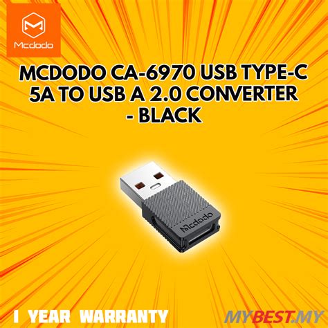 Mcdodo Ca Usb Type C A To Usb A Converter Black