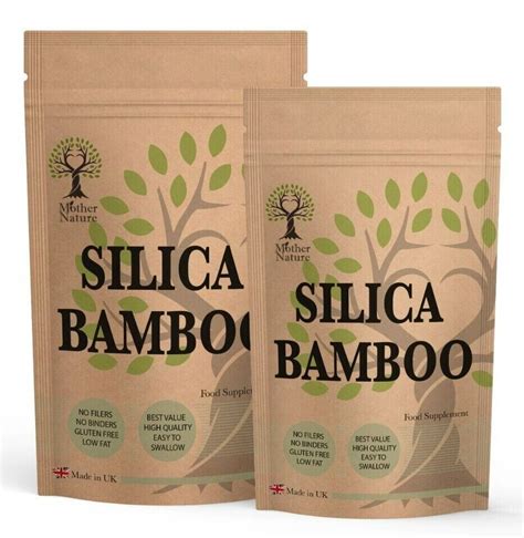 Silica 450mg Capsules Natural Silicon Bamboo Powder Best Vegan Clean