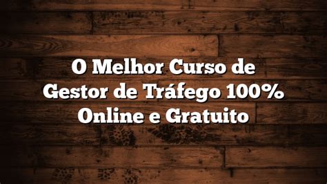 O Melhor Curso De Gestor De Tr Fego Online E Gratuito