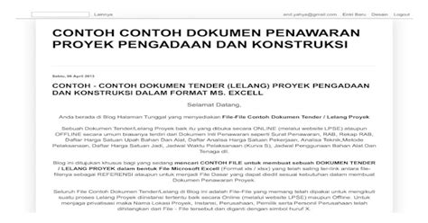 Detail Contoh Surat Penawaran Tender Proyek Koleksi Nomer