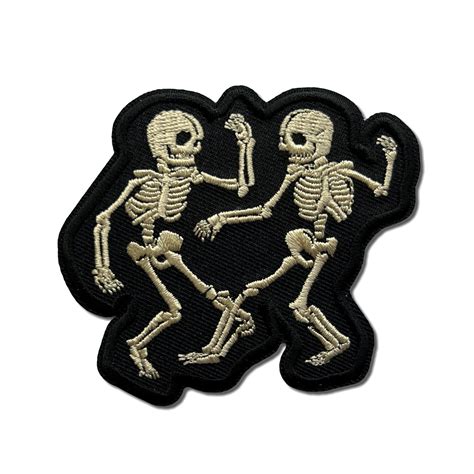 Embroidered Raving Skeletons Iron On Sew On Patch Patchers