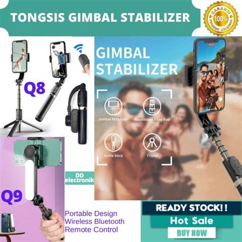 Jual Gimbal Stabilizer Tripod Smartphone Selfie Q08 Q09 With Led 3