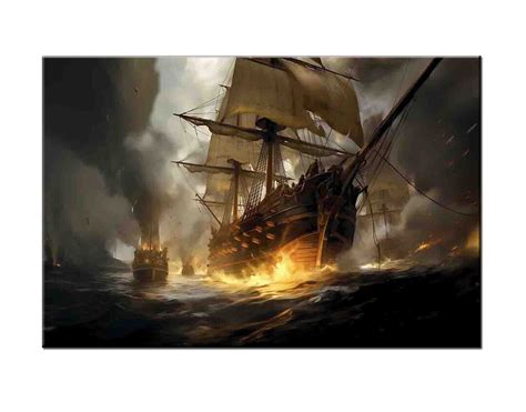 18th Century Naval Battle Oil Painting Pictures Printed on Canvas ...