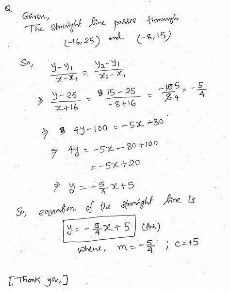 Solved Find The Equation Of The Line That Passes Through The Points Course Hero