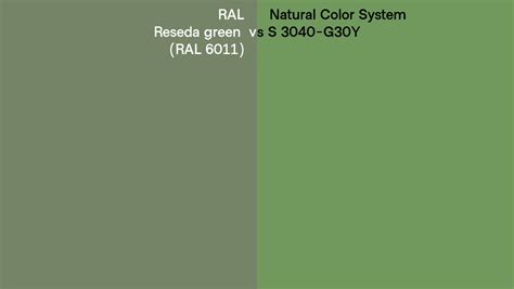 Ral Reseda Green Ral 6011 Vs Natural Color System S 3040 G30y Side By