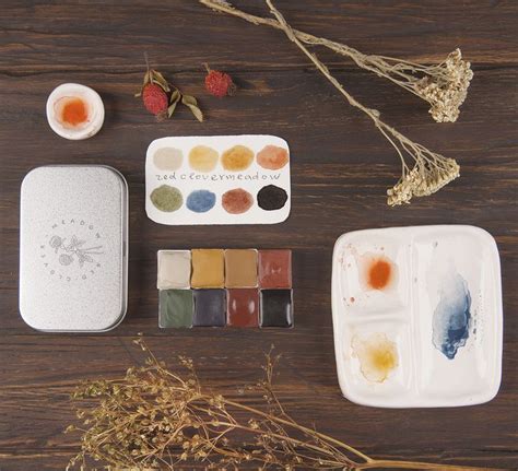 Watercolor paint palette - set of eight, natural, eco-friendly, artist ...