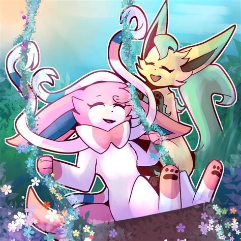 Sylveon And Leafeon By Twocatside On Deviantart