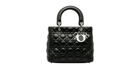 Sac Main Cannage Lady Dior En Cuir D Agneau Moyen Dior Noir Ref