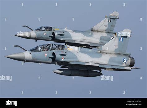 Greek Air Force Mirage Aircraft Of Wing Stock Photo Alamy