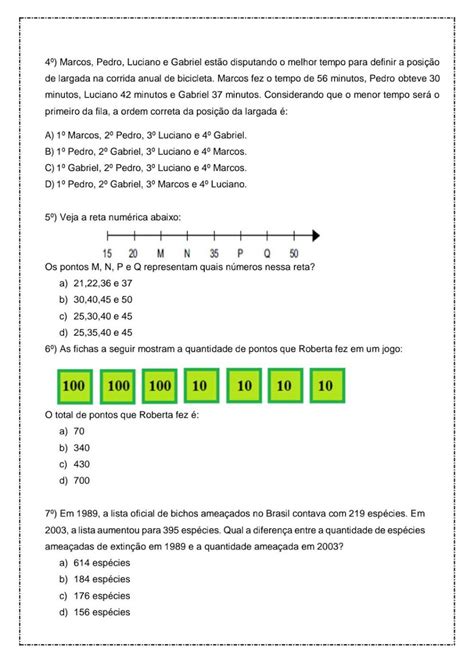 Atividades De Matemática Para 4 Ano Para Imprimir — SÓ Escola