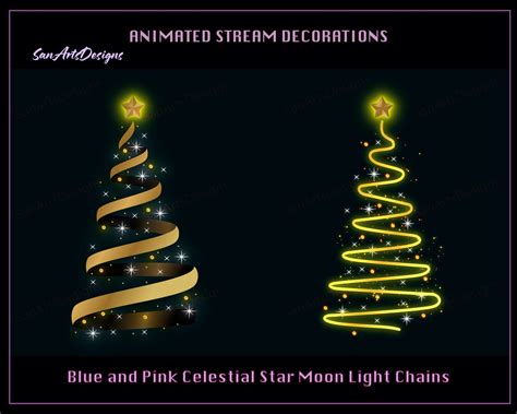 Sparkle Christmas Tree Animated Stream Decorations, Sparkling Xmas Gold