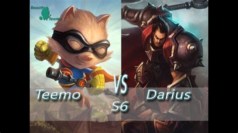 League Of Legends Super Teemo Vs Darius Top S6 Ranked Gameplay