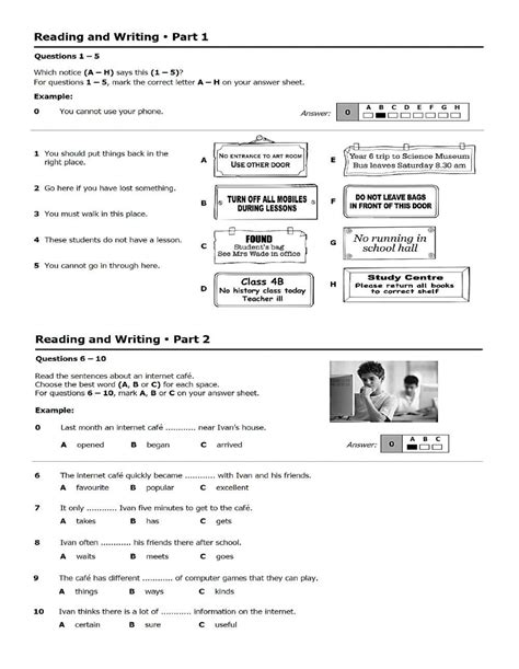 Ket Practice Test Reading Comprehension Online Exercise For Live