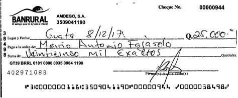 Ejemplos De Cheques Guatemala