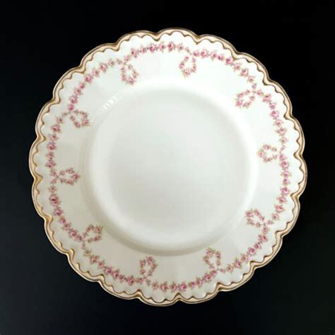 Theodore Haviland Limoges Schleiger Dinner Plate Gold Drop Rose