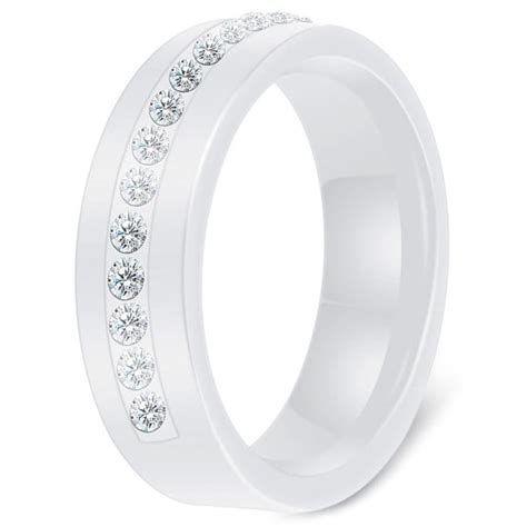 Bague Ceramique Blanche Polie Ligne Zirconium BijouxStore Webid 1542