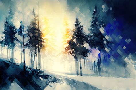 Premium Ai Image Winter Forest Landscape In Abstraction Scene From A