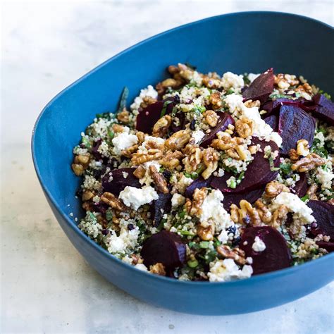 Beet quinoa feta and maple walnut salad - Brown Paper Nutrition