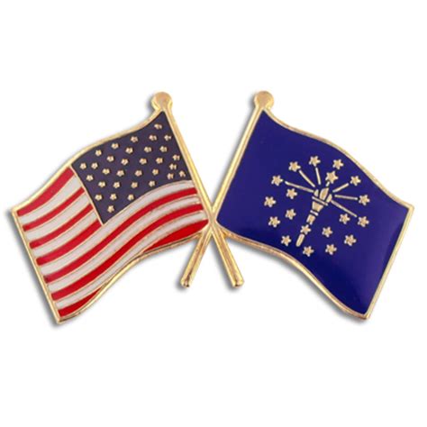 PinMart S Indiana And USA Crossed Friendship Flag Enamel Lapel Pin