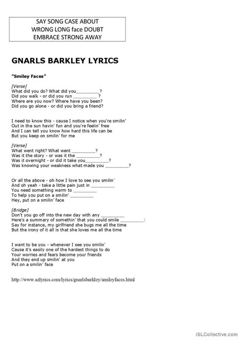 Crazy Gnarls Barkley English ESL Worksheets Pdf Doc