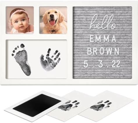 Baby Hand And Footprint Kit With Felt Letterboard Inkless Ink Pad