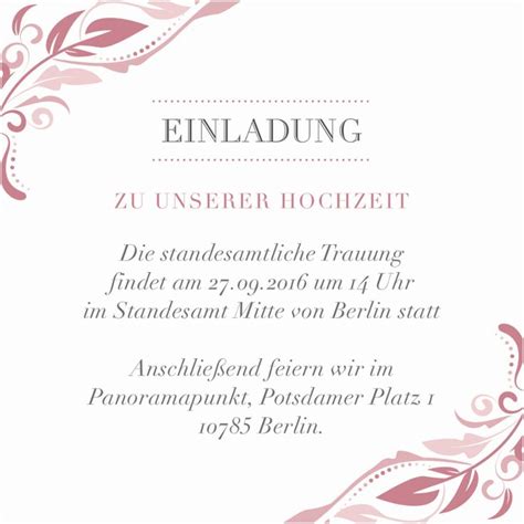 Einladung Standesamt Text Groß Hochzeit Einladung Great Hochzeit Mit