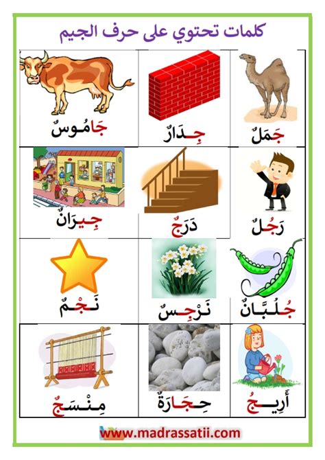 كلمات تحتوي على حرف الجيم موقع مدرستي