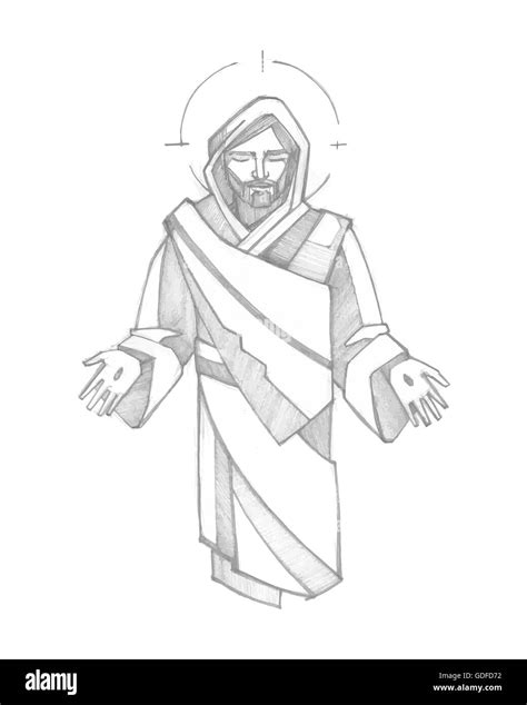 Hand Drawn Vector Illustration Or Drawing Of Resurrected Jesus Christ