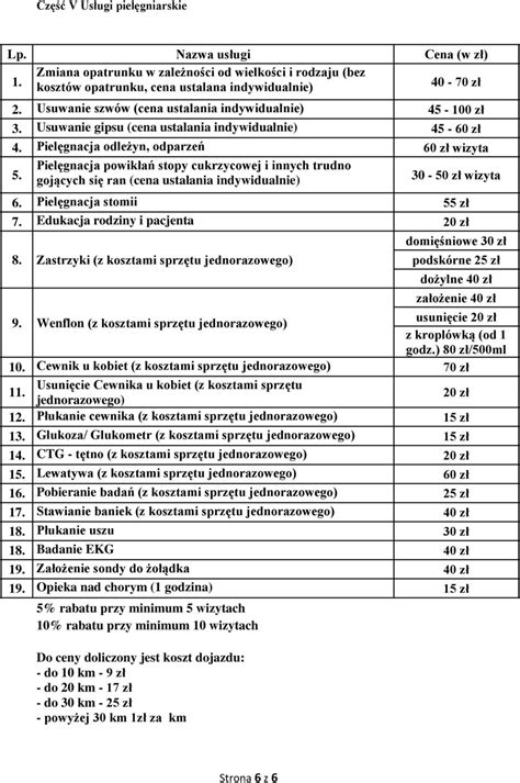 Cennik Op At Za Wiadczenia Zdrowotne Udzielane W Krakowskim Centrum