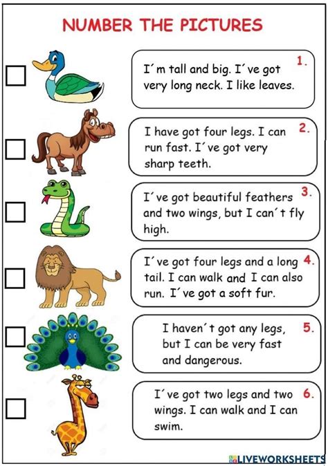 Describing Jungle Animals Interactive Worksheet Artofit