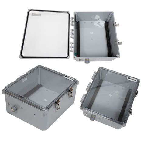 14x12x06 Polycarbonate Weatherproof Outdoor Ip66 Nema 4x Enclosure Din Rail Mount Clear Lid Dkgy