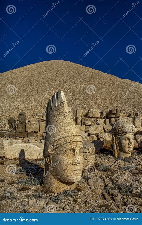 Antique Statues on Nemrut Mountain, Turkey. the UNESCO World Heritage Site at Mount Nemrut Where ...