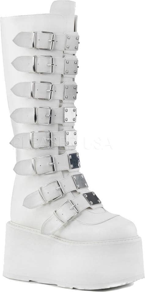 Buy Womens Demonia Damned 318 Knee High Platform Buckle Boot Online At