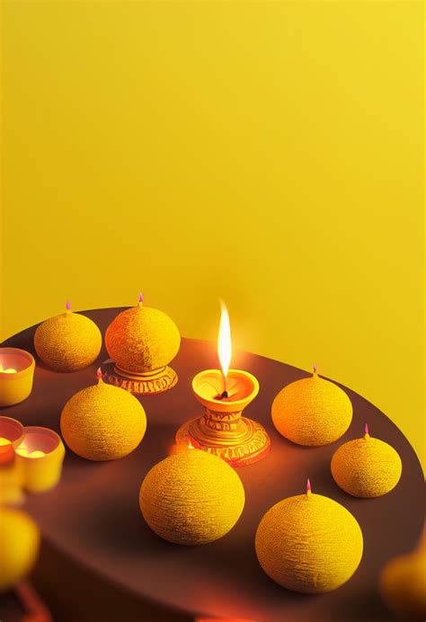 Free Yellow Diwali Diya Background Design