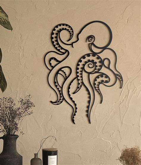 Octopus Metal Wall Art Unique Nautical Decor Etsy