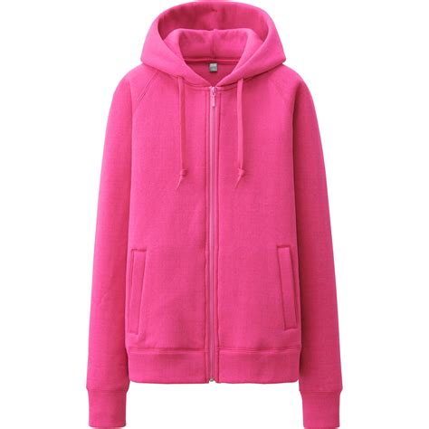 Uniqlo Women Fleece Long Sleeve Full Zip Hooded Jacket In Pink Lyst