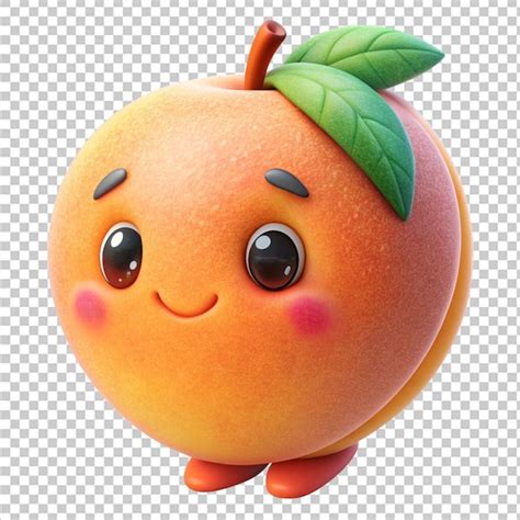 Premium Psd D Cute Cartoon Peach Sticker Transparent Background