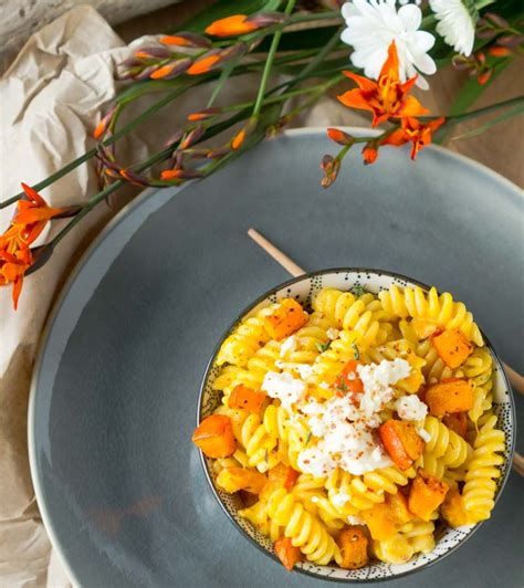 Pasta Mit Gebackenem Hokkaido K Rbis Und Feta Einfach Rezept