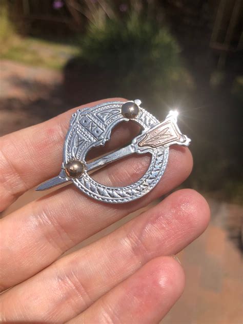 Vintage Celtic Tara Brooch Pin Sterling Silver And 18 Karat Etsy