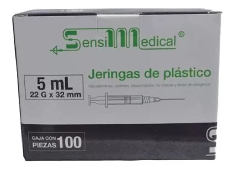 Jeringas De Plástico 5ml 22g X 32m C 100 Sensimedical 1 Pz