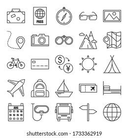 travel icons set collection pictograms  stock vector royalty
