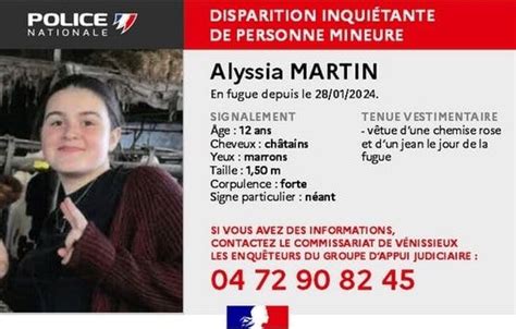 Rhône Un appel à témoins lancé après la disparition dAlyssia une