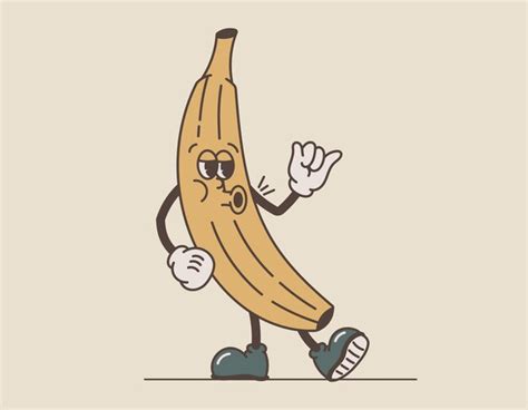 Premium Vector Funny Groovy Retro Fruit Character Cool Smiling Banana