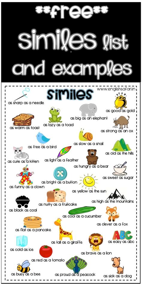 Similes Worksheet Second Grade